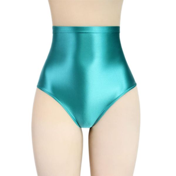 MJINM Super High Rise Waist Women's Panty Trunk Stretch Tight Silky Sheer Sports Swimming Bikini Panties Bold Cosplay, Turquoise