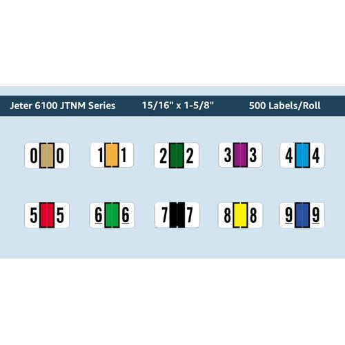 Doctor Stuff - File Folder Labels, Number 1, Jeter 6100 Match - JRNM Series Chart Stickers, Red, 15/16" x 1-5/8", 1, 500/Roll
