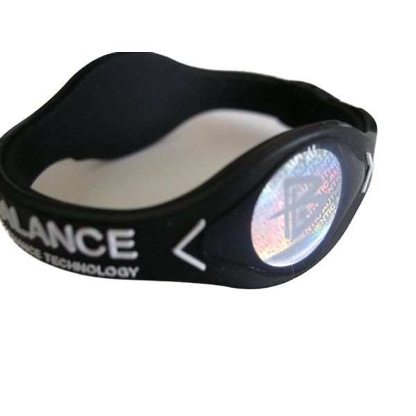 Power Balance Silicone Wristband Bracelet Small Black W/White Letters