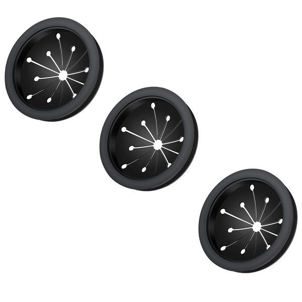 3-Pack 3-1/8 Inch Rubber Drain Insert Splash Guard - Kitchen Sink Baffle & Garbage Disposal Guard - Multi-Function Sink Plugs for Garbage Disposals