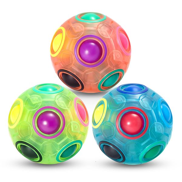 Vdealen Magic Rainbow Puzzle Ball- Fidget Ball 3D Puzzle Stress Reliever Brain Teaser Travel Toy- Birthday Party Easter Christmas Stocking Fillers Gift Toy for Kids Teens Adults- 3 Pack