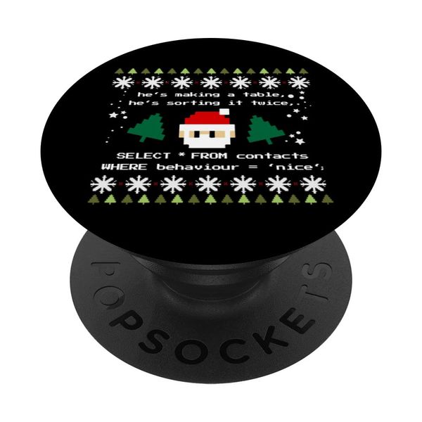 SQL Santa Claus Database Clause Developer Code DB Programmer PopSockets Swappable PopGrip