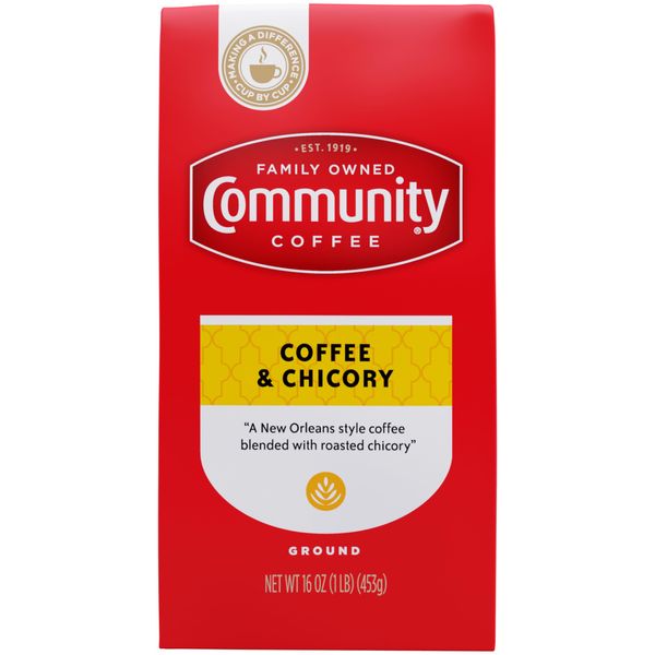 Community Coffee Coffee and Chicory Blend 16 Ounce, Medium Dark Roast Ground Coffee, 16 Ounce Bag (Pack of 1)