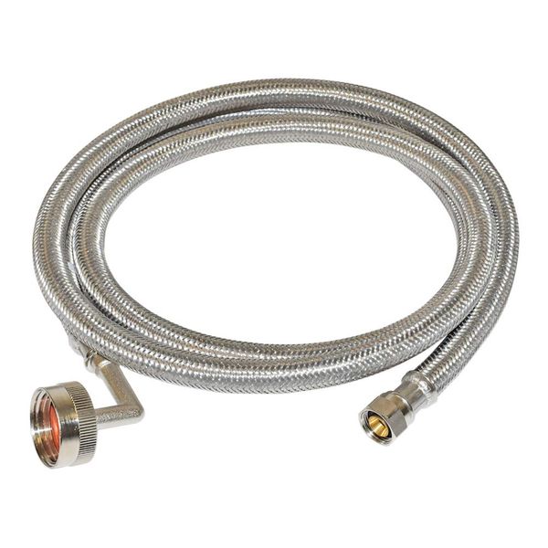 Eastman Dishwasher Installation Kit, 3/8 Inch Compression x 3/4 Inch FHT Elbow, 5 Foot Braided Stainless Steel Dishwasher Connectors, 41042