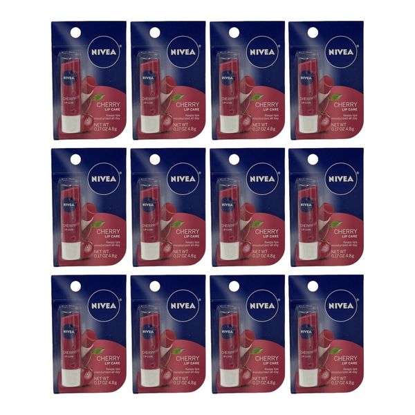 12 Pack Nivea Cherry Lip Care Tinted Scented Shea 0.17 oz Moisturize Hydrate HTF