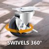 POWERTEC 2 Inch Swivel Caster Wheels Set of 4 with 264 lbs Loads (2 with Brakes & 2 Without), Heavy Duty Plate Casters, Rubber Castor Wheels for Furniture, Cart, Dolly and Workbenches (17211)