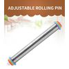 17 in Stainless Steel Adjustable Rolling Pin w/Thickness Rings for Baking
