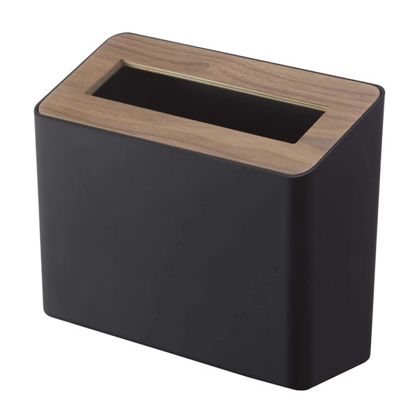 Yamazaki 5230 Tabletop Trash Can with Lid, Brown, Approx. W 8.7 x D 3.5 x H 6.1 inches (22 x 9 x 15.5 cm), Lin Slim, Anywhere