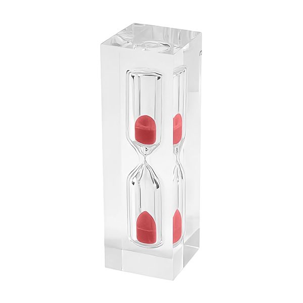 Sauna Bath Clock, Acrylic, Hourglass, 3-Minute Timer, Waterproof, Lightweight, Compact, Sauna Goods, Toothpaste Timer, Time Management, Stylish (Red)