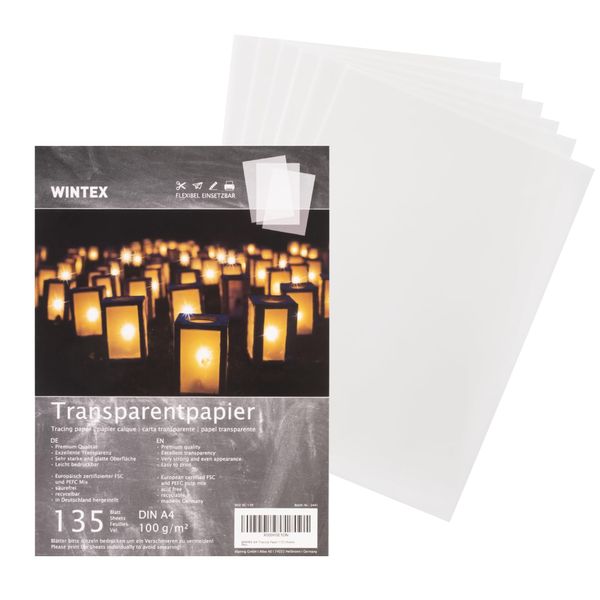 WINTEX Transparent Tracing Paper A4 - Pack of 135 - Trace Pad Sheets for Inkjet Printing - Transparency Papers for Design & Architecture