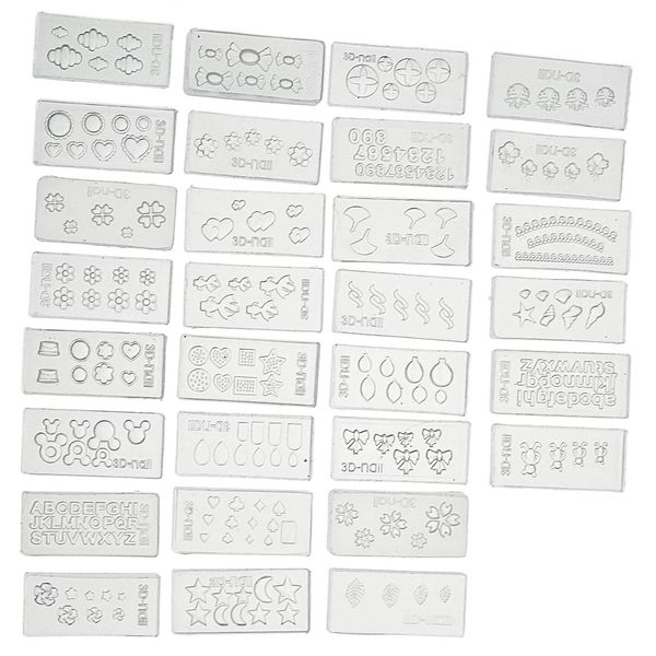 3D Nail Art Mold Charming Nail Moulds 30 Different Patterns Mini Decoration Die Manicure DIY Tool Set