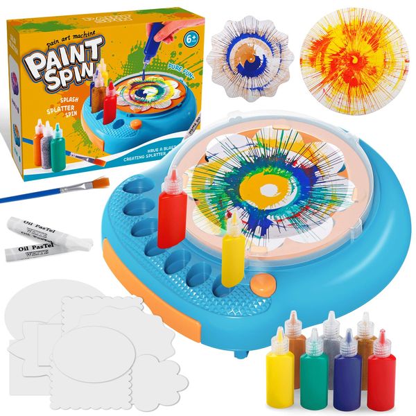 Paint Spin Art Machine Kit for Kids, Arts & Crafts Painting Spinner Toys Kits Sets for Boys & Girls Ages 6 7 8 9 Year Old Blue