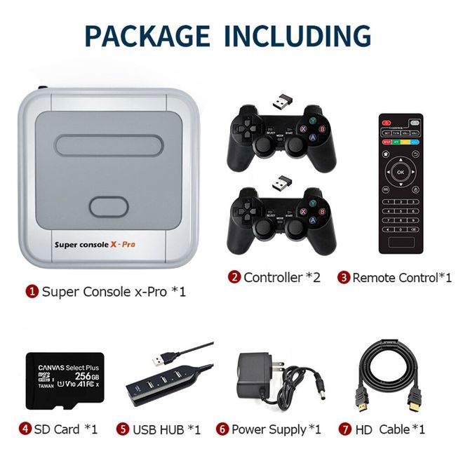 Video Game Box 33000 Games HDMI\-compatible Gaming Console with Controllers  1 8G Portable Gamer Playing Displayer 64G US Plug 