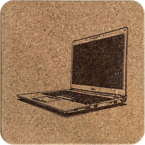 'Modern Laptop Computer' Square Cork Trivet/Pot Stand (TR00026370)