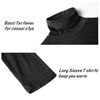 TAPULCO Long Sleeve Thermal High Neck Top for Men, Undershirts Turtleneck Pure Color Pullover Cozy Sweater Lightweight T-Shirts for Prom Black Large