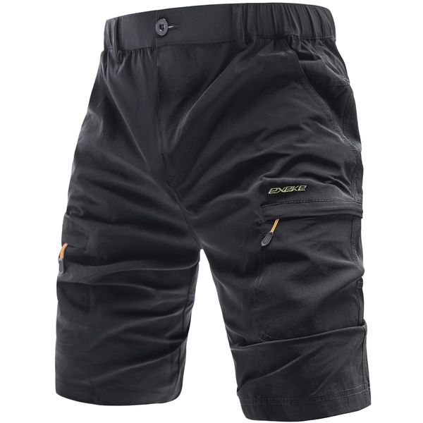 EXEKE Men's Lightweight Hiking Shorts Stretch Quick Dry Cargo Shorts with Multi Pocket 267-5XL/Black 40-41