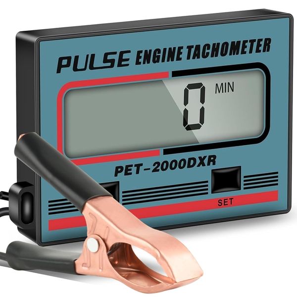 Digitaler Drehzahlmesser, 2/4 Takt Induktiver Drehzahlmesser, Digital Tachometer mit Stundenzähler, Drehzahlmesser Motorsäge für Motorrad Schneefräse Motocross Rasenmäher Generator Kettensäge