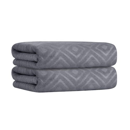 JML Microfiber Bath Towels, Bath Towel 2 Pack(30" x 60"), Oversized, Soft, Super Absorbent and Fast Drying, Multipurpose Use for Sports, Travel, Fitness, Yoga - Grey Diamond Pattern