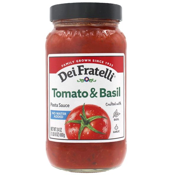 Dei Fratelli Tomato & Basil Pasta Sauce (24 oz. jars; 4 pack) - No Water Added - Never from Tomato Paste - 5th Generation Recipe