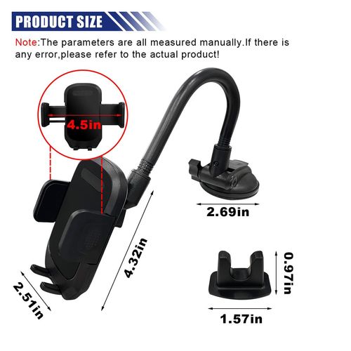 LAINLOY Car Phone Holder Mount, 12 Inch Gooseneck Long Arm Cell Phone Holder, Windshield Window, Dashboard Anti-Shake Handsfree Stand with Strong Suction Cup, Fit for Most iPhone (L005L)
