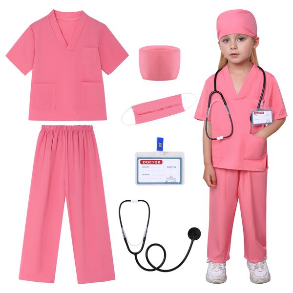 WooHand Doctor Scrubs Set Doctor Kit for Kids Doctor Costume With Pretend Play Playset for Kids 3-9