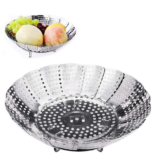 AOMIG Vegetable Steamer Basket, Stainless Steel Adjustable Folding Steamer Instant Pot and Pressure Cooker Accessories