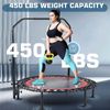 40" Foldable Mini Trampoline Indoor with 4 Level Adjustable Foam Handle for Home
