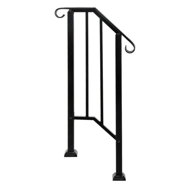 Matte Black Iron Outdoor Handrail Stair Railing Heavy Duty Metal 1st Tier