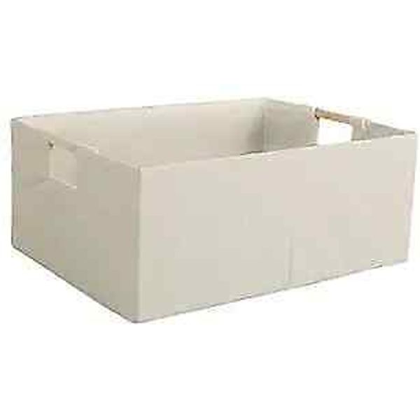 LaMorée Fabric Storage Bin Box Foldable Cotton Linen Storage Basket Small Beige