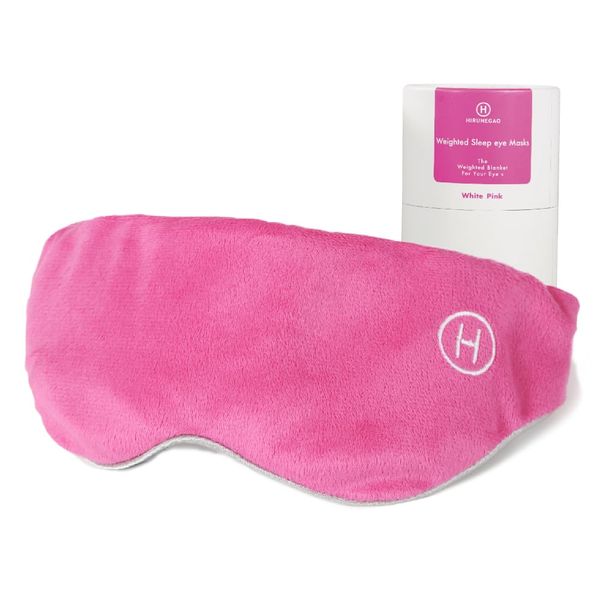 [Introduced in Reiwa no Tiger] HIRUNEGAO Weighted Eye Mask for Sleep, Recovery Wear, Eye Pillow, Great Sleep Goods, Desk, Travel, Airplane, Good Sleep, Light Blocking, Cool Sensation, Nap (White Pink)