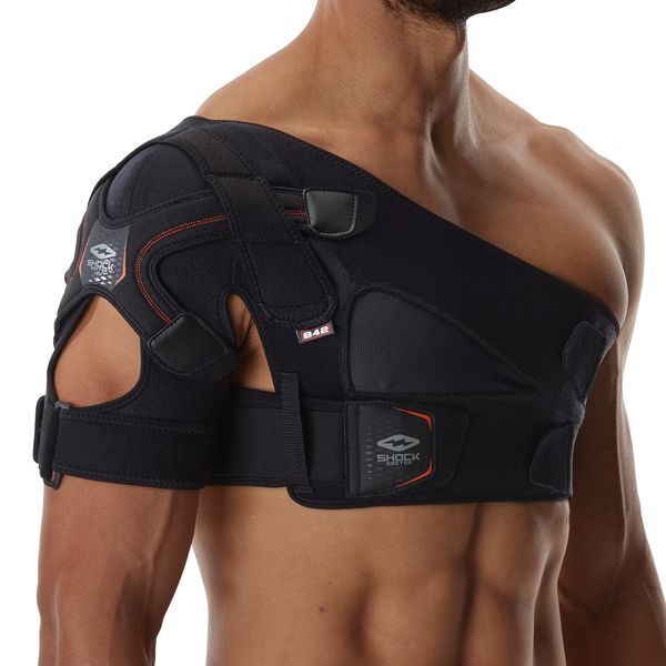 Shock Doctor Shoulder Support Brace for Men, Prevents & Promotes Healing from AC Sprains, Rotator Cuff Injuries & Moderate Separations (Black, XX-Large)