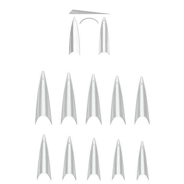 600 Pieces Extra Long XXL Stiletto Straight Pointed False Nail Tips Nail Extensions CLEAR Half Cover Acrylic False Nails Tips- Professional Salon & Home Use