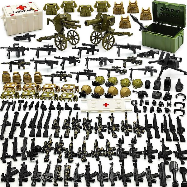 ZHX WW2 Weapon Sets Military Accessories Kits Building Block Toys Include Camouflage Gun Parts for Corps Equipment Compatiable with Mini Figure Brick Toy for Boys Age 6-12 Years