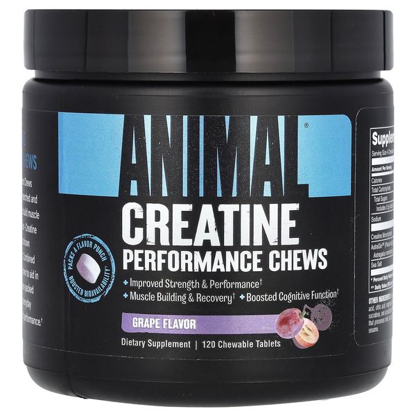 Creatine, Performance Chews, Grape, 120 Chewable Tablets