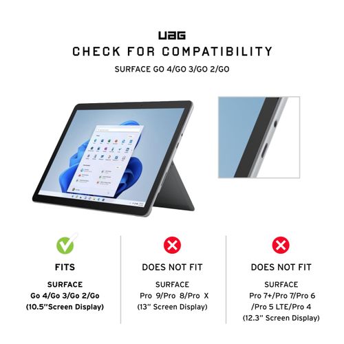 URBAN ARMOR GEAR UAG Designed for Microsoft Surface Go 4 / Surface Go 3 / Surface Go 2 / Surface Go Case 10.5" Plasma w/Hand Strap & Shoulder Strap Featherlight Drop Tested Cover White/Grey