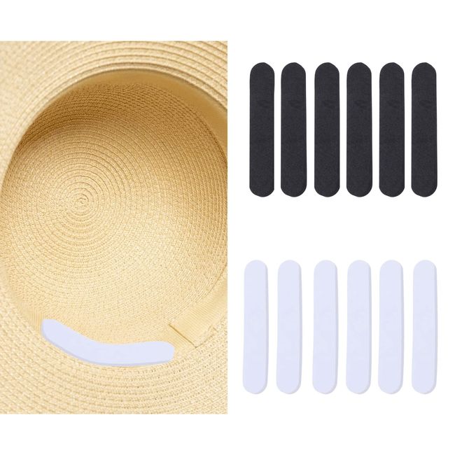 Hat Size Reducers, 12 PCS Hat Reducer Hat Inserts to Make Smaller Felt Cap Size Reducer Tape Hat Sizing Tape Hat Size Reducer for Hats Caps Sweatband, Black and White