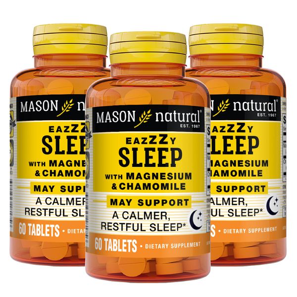 Mason Natural Eazzzy Sleep with Magnesium & Chamomile - Natural Sleep Aid, Supports A Calmer Restful Sleep, 60 Tablets (Pack of 3)