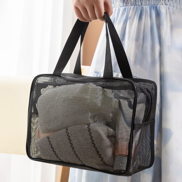 Black Mesh Bath Swim Gym Bag