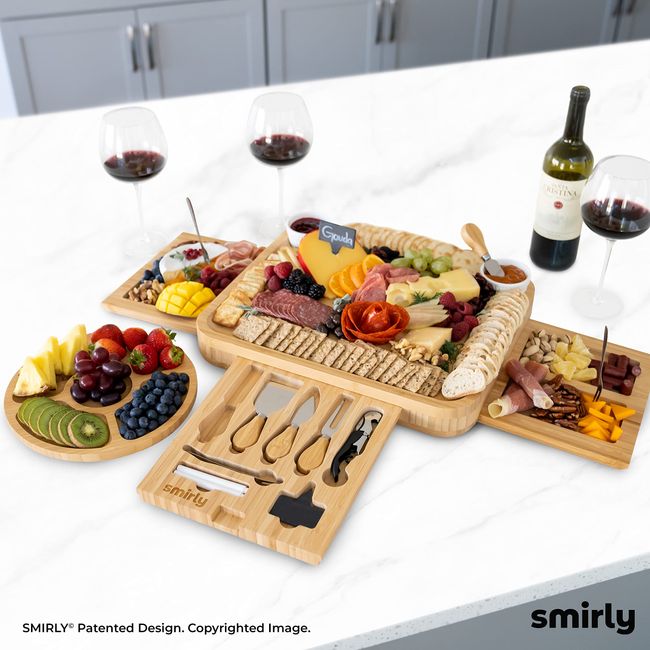 Smirly Bamboo Magnetic Cutting Board with Trays