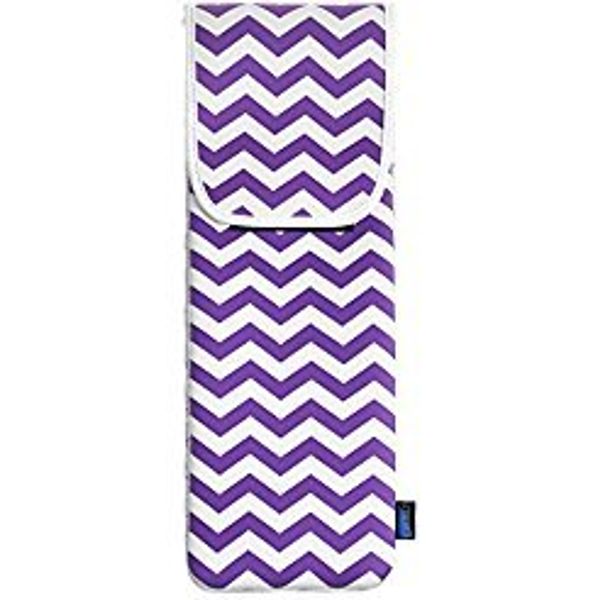 BCP Purple Chevron Water-Resistant Neoprene Curling Iron Holder Flat Iron Curling Wand Travel Cover Case Bag Pouch 15 x 5 Inches (Purple)