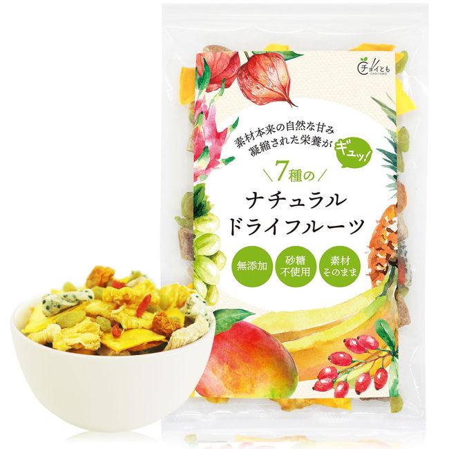 Choitomo 7 Types of Natural Dried Fruits, Additive-Free, Sugar-free, Dried Fruit Mix (Mango, Pineapple, Banana, Green, Raisin, Wolfberry, Dragon Fruit, Inca Berry) (6.7 oz (195 g)