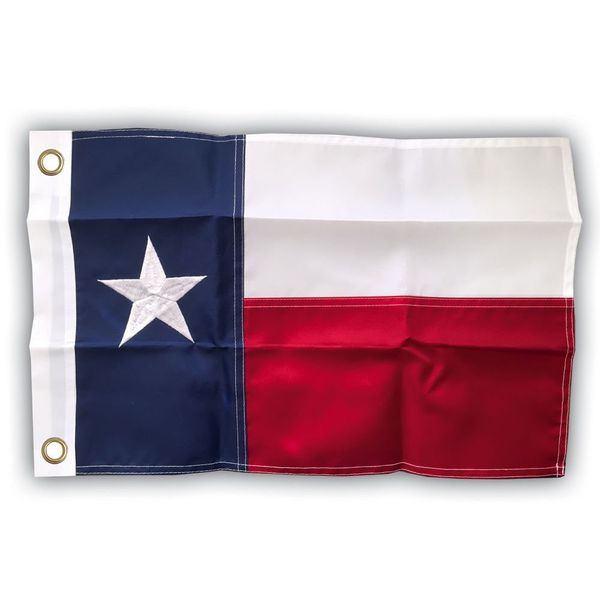 12x18 TX Texas State Nylon Embroidered Sewn MOTORCYCLE BOAT Grommet Flag