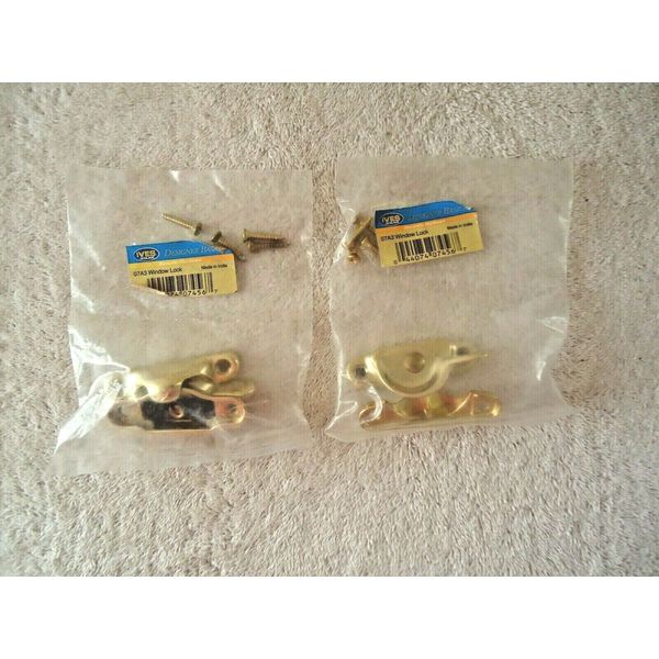 Lot Of 2 Packs " NIP " Ives # 07A3 Brass Color Window Locks " GREAT ITEMS "