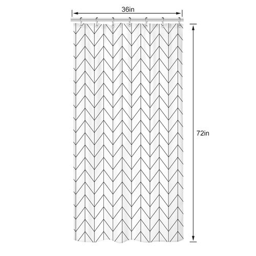 Riyidecor Small Stall 36Wx72H Inch Shower Curtain,Narrow RV Walkin Black White Herringbone Modern Bathroom Curtains,Half Stand Up Zig Zag Chevron Camper Bathroom Accessories Waterproof Fabric 7 Hooks