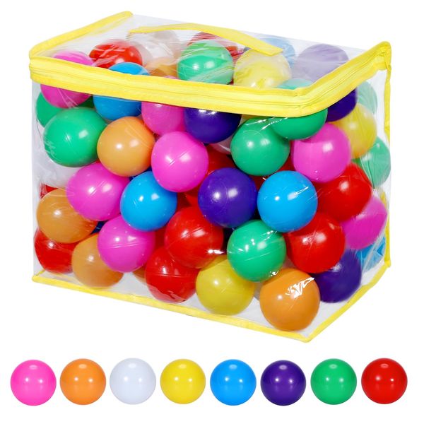 MEM Kids Ball Pit Balls 100 Count BPA Free Ball Pool Balls, Plastic Play Pit Balls for Baby Ball Pit, Toddlers Birthday Party Decoration Tent Tunnels Pit Balls (2.4")