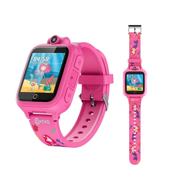 Contixo Kids Smartwatch - Educational Watch with Games, Camera, Music Player, Alarm, Customizable Wallpaper - for Boys & Girls Ages 4-12 (Pink)