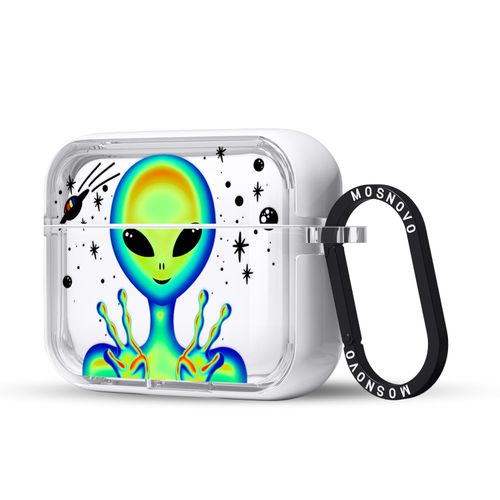 MOSNOVO Case for Airpods Pro & Airpods Pro 2, Protective Clear Case with Shockproof Dual Layer Hard Luxe Metal Ring Designed for Airpods Pro 2 Generation - Alien Piece