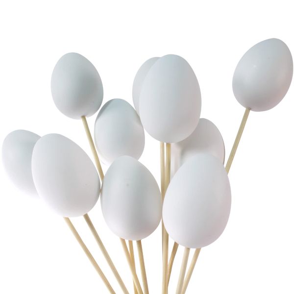Plastic Hollow Eggs On Sticks White Easter Eggs to Decorate for Children - 10 Easter Crafts Hollow Eggs & Sticks for Easter Decorations Great for Marbling