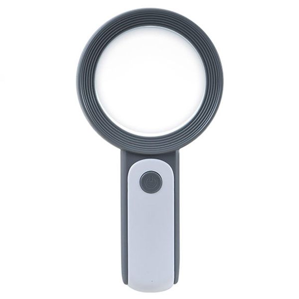 Meichoon Handheld Magnifier HD Glass Lens 80mm/3.15in Diameter 30x Optical Magnification with 18 Lights Warm and Cold Light Repair Identification Reading Newspaper White