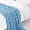 BOURINA Textured Solid Soft Sofa Throw Couch Cover Knitted Decorative Blanket, Blue, 127x152cm